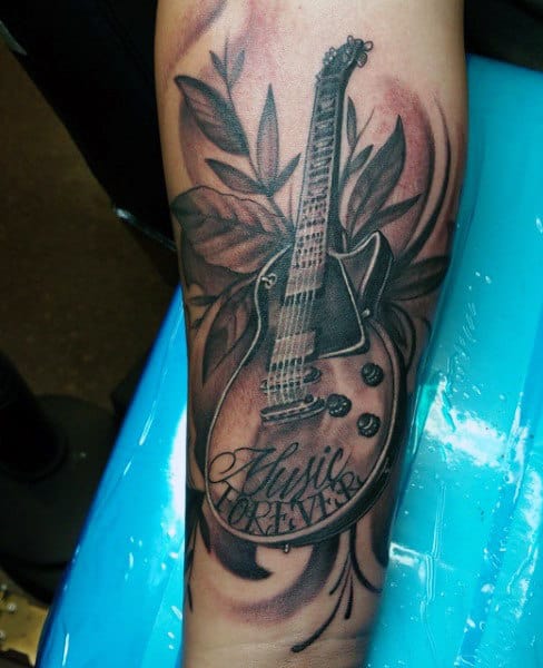 Forearm Guitar Tattoos Ideas For Males