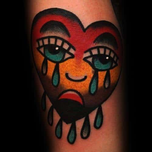 Forearm Incredible Crying Heart Tattoos For Men