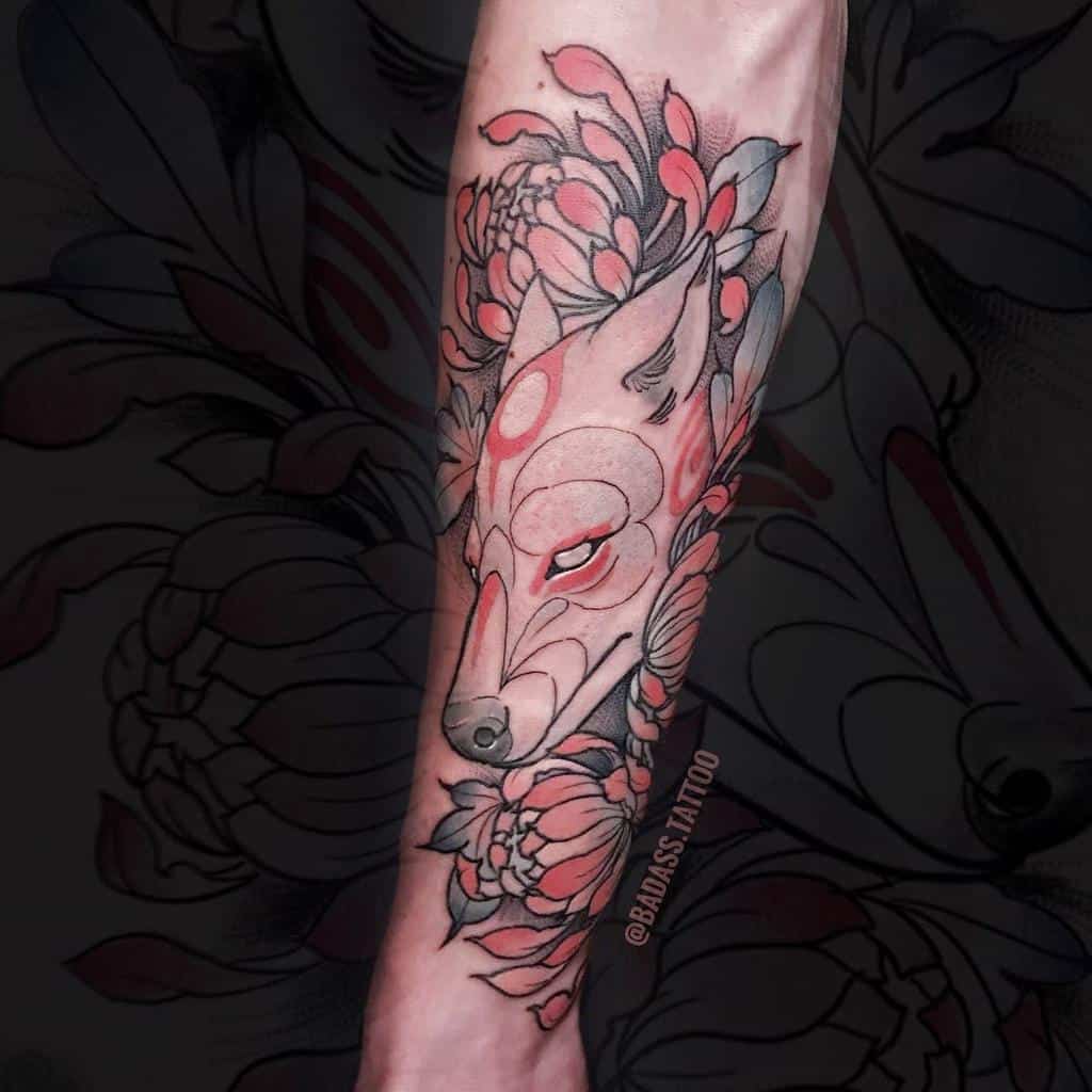 forearm japanese wolf tattoo badass.tattoo