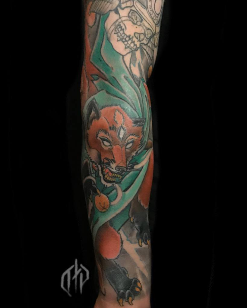 forearm japanese wolf tattoo dylontattoos