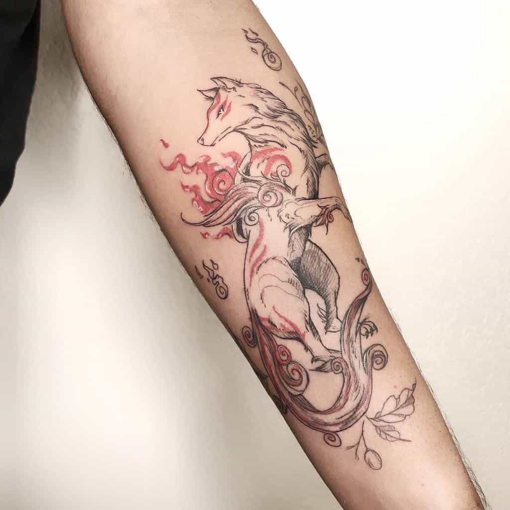 forearm japanese wolf tattoo icarus.pal