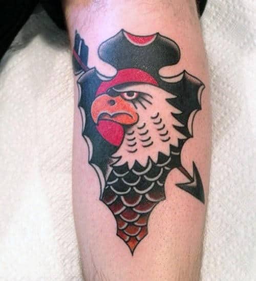 Forearm Majestic Eagle Inside Arrowhead Mens Tattoos