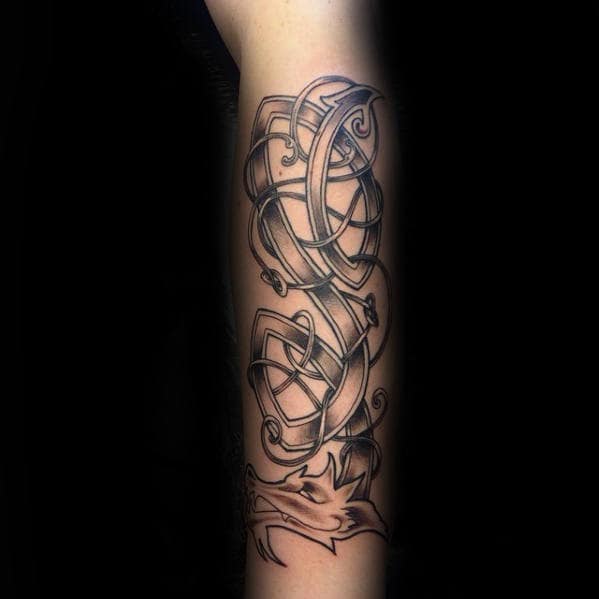 Forearm Male Celtic Dragon Tattoo Design Ideas