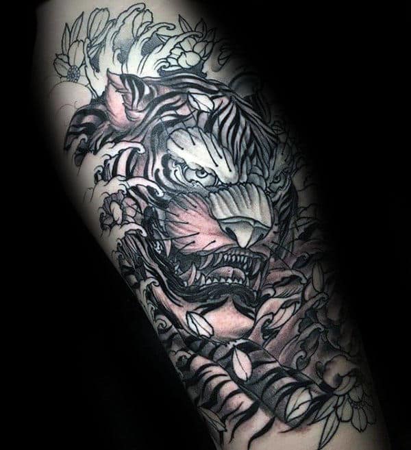 Forearm Male Japanese Tattoo Of Tiger Design