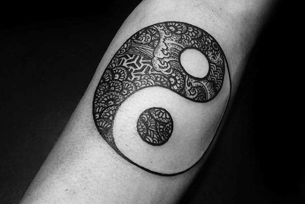 Forearm Man With Yin Yang Tattoo On Wrist
