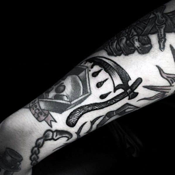 Forearm Manly Scythe Tattoo Design Ideas For Men
