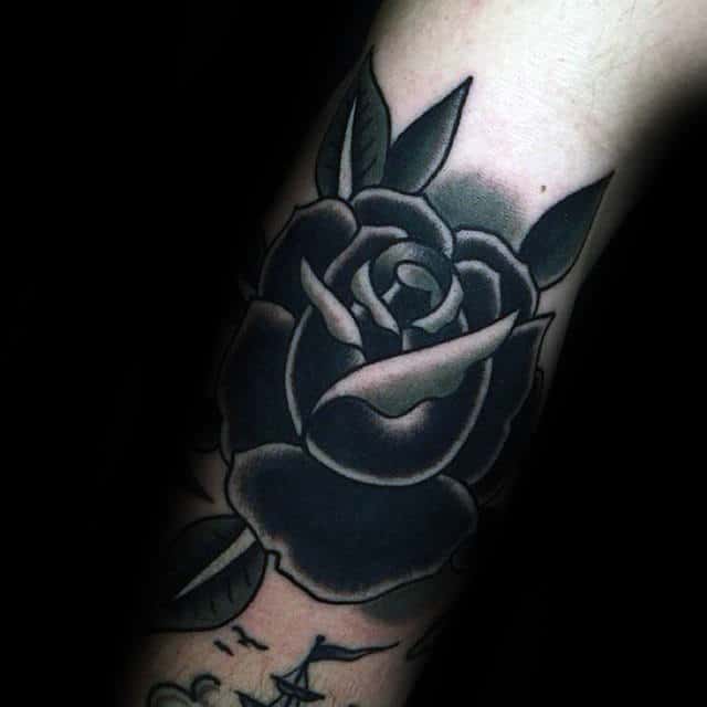 Forearm Mens Black Rose Tattoo Design Inspiration Ideas