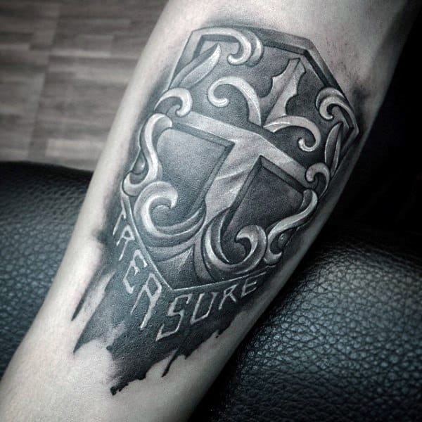 Forearm Mens Shield Tattoo