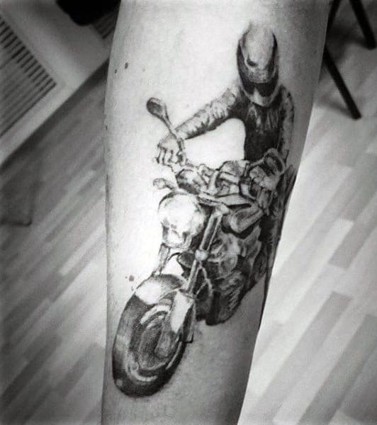 Forearm Motorcycle Tattoo For Men