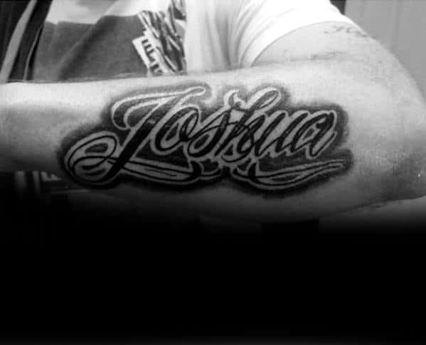 Forearm Name Joshua Guys Tattoo Design