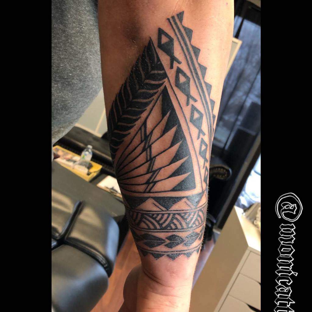 forearm polynesian tribal tattoo blackashtattoostudio