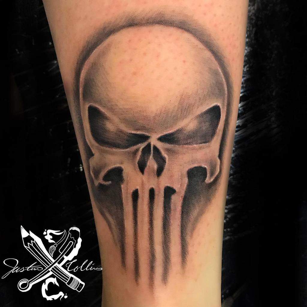 forearm punisher skull tattoo jcollinstats