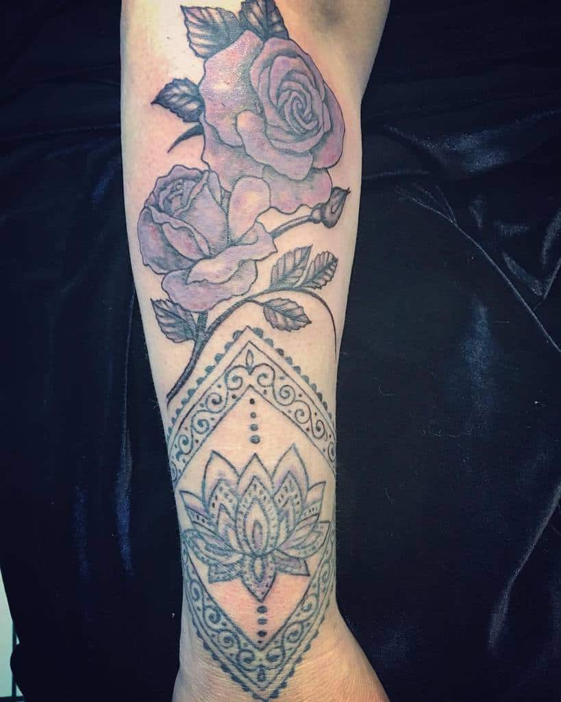 forearm purple rose tattoos metamorphosistattoos