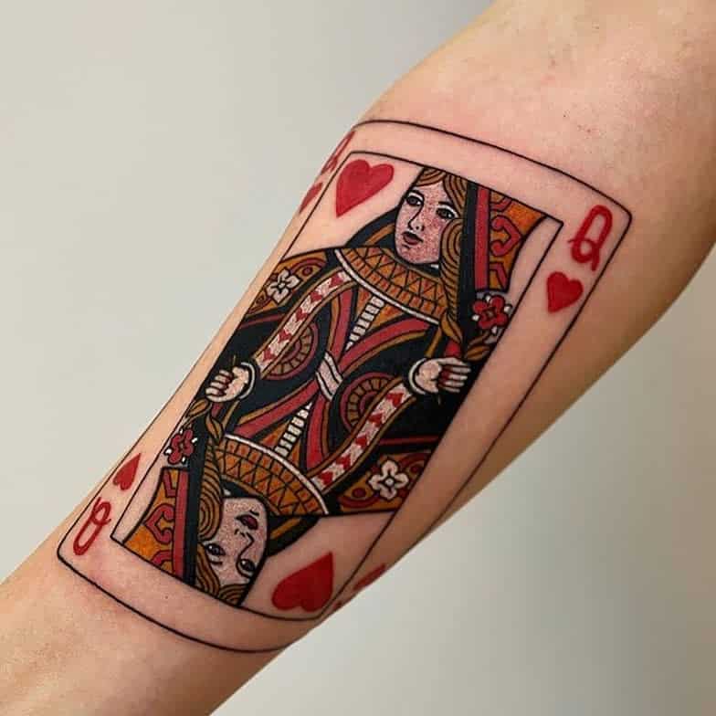 forearm queen of hearts tattoos firstbloodtattoos