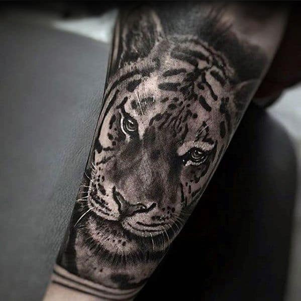 Forearm Realistic Tiger Epic Tattoos Men