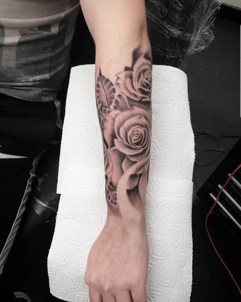 forearm rose sleeve tattoos chubby_dick_tattoo