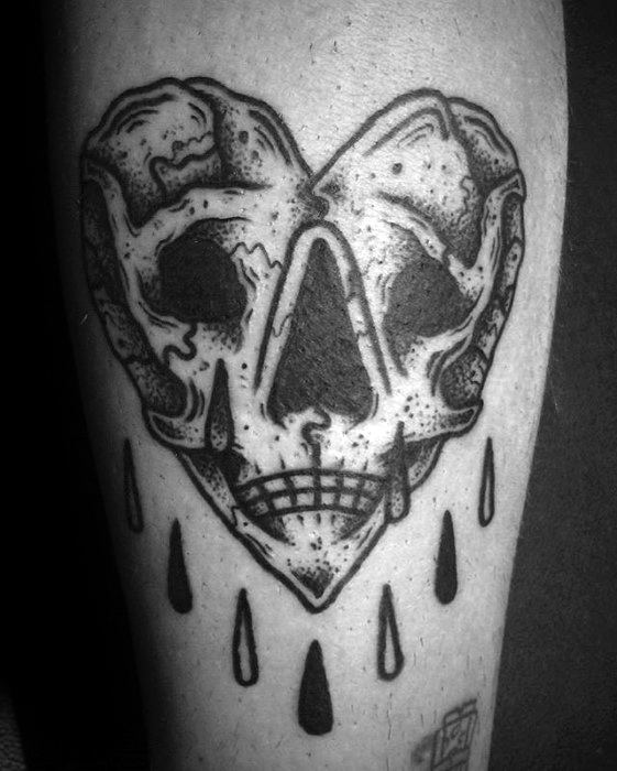 Forearm Skull Crying Heart Tattoos Male