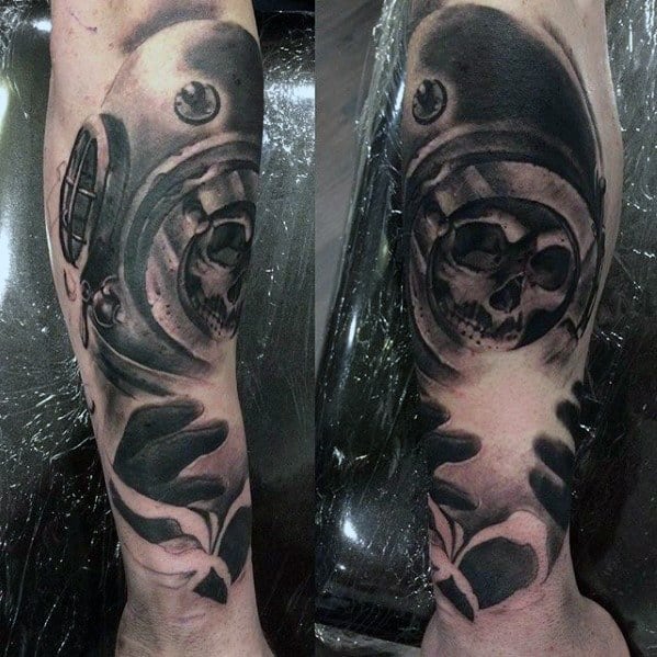 Forearm Skull Diver Tattoo Designs For Guys