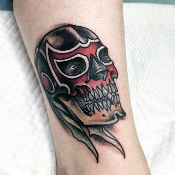 Forearm Skull Mask Wrestling Tattoo Design Ideas For Males