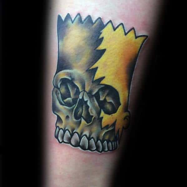Forearm Skull Of Bart Simpson Tattoo Ideas On Guys