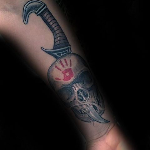 Forearm Skull Sword Sharp Skyrim Male Tattoo Ideas