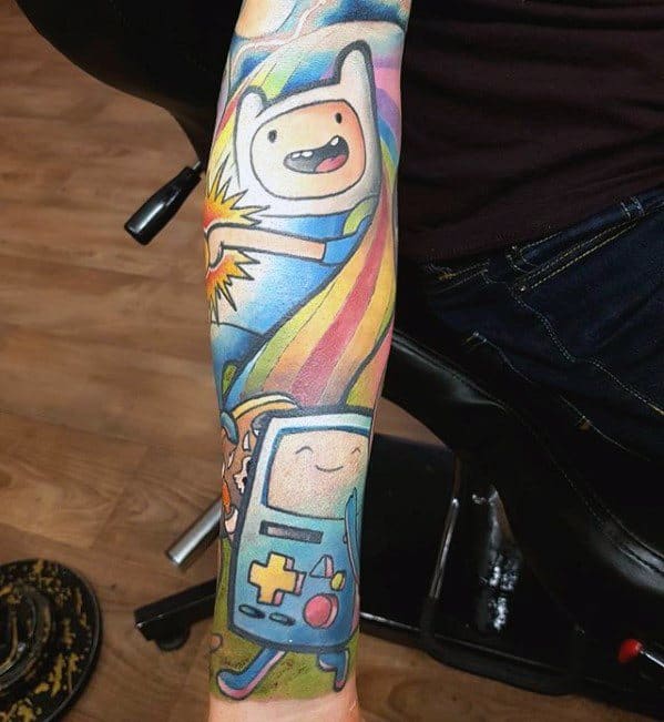 Forearm Sleeve Adventure Time Mens Tattoo Ideas