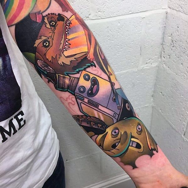 Forearm Sleeve Adventure Time Tattoo Ideas For Males