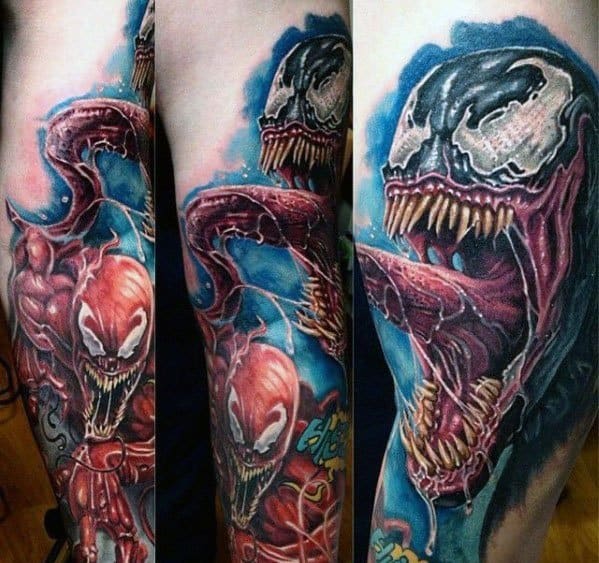 Forearm Sleeve Artistic Male Carnage Tattoo Ideas