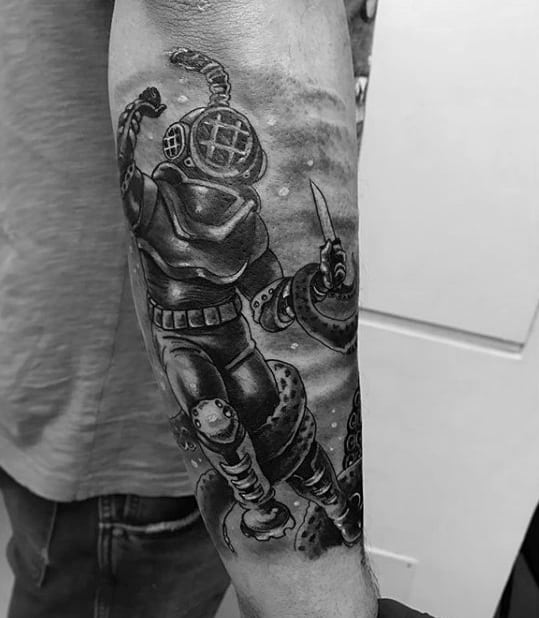 Forearm Sleeve Diver Mens Tattoo Designs
