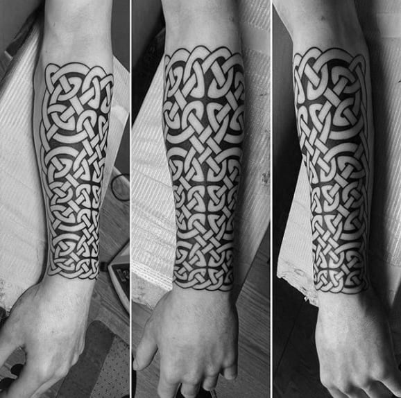 Forearm Sleeve Guys Celtic Knot Black Ink Tattoo Ideas