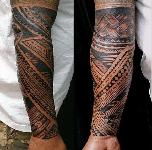 Forearm Sleeve Guys Samoan Tribal Tattoo