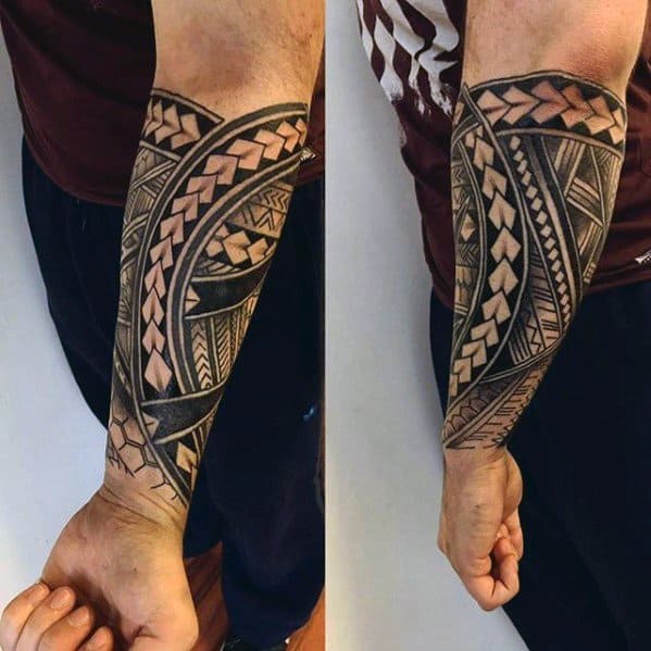 Forearm Sleeve Guys Unique Polynesian Tribal Tattoo Ideas