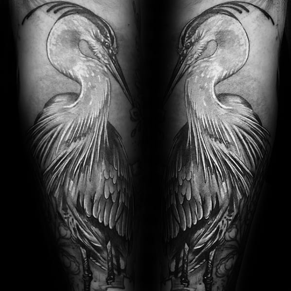 Forearm Sleeve Heron Tattoo Ideas On Guys