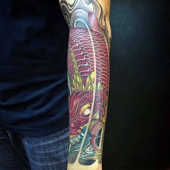 forearm-sleeve-koi-dragon-tattoo-on-guy
