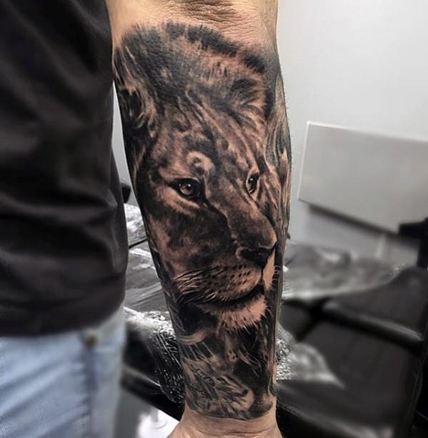 Forearm Sleeve Male Lion Tattoos