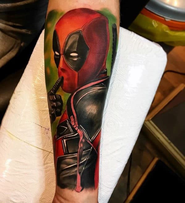 Forearm Sleeve Male Marvel Deadpool Superhero Tattoo