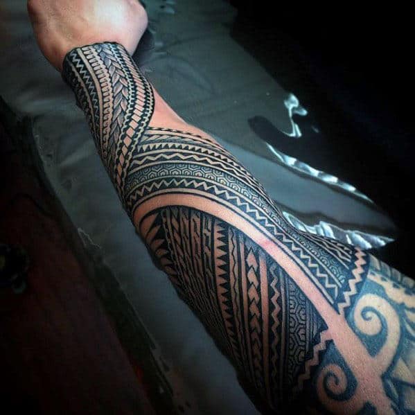 Forearm Sleeve Male Polynesian Tattoo Designs
