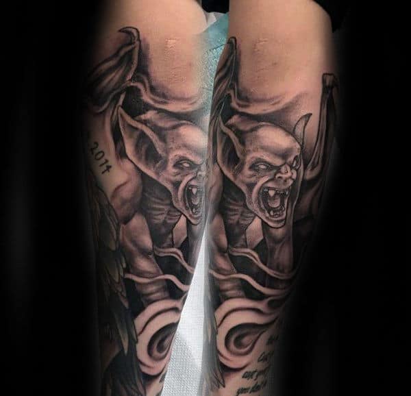 Forearm Sleeve Mens Gargoyle Tattoo Design Inspiration