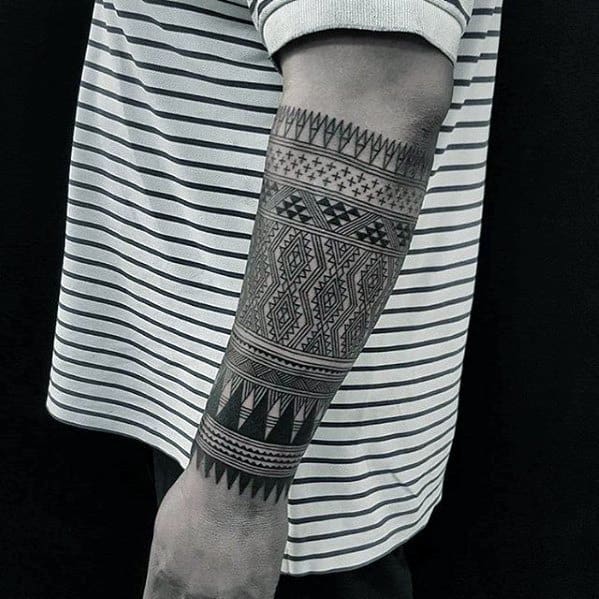 Forearm Sleeve Mens Tattoo With Badass Tribal Design