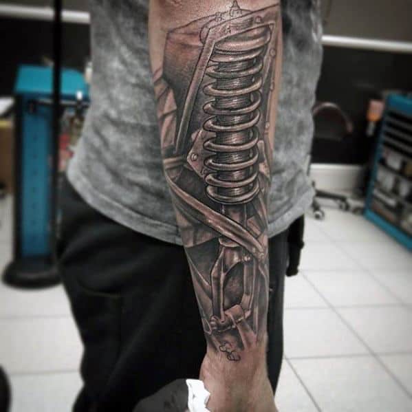 Forearm Sleeve Shock Absorber Suspension Mens Tattoo Ideas