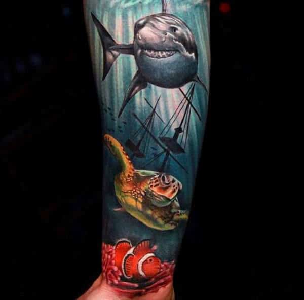Forearm Sleeve Under Water Tattoos For Guys