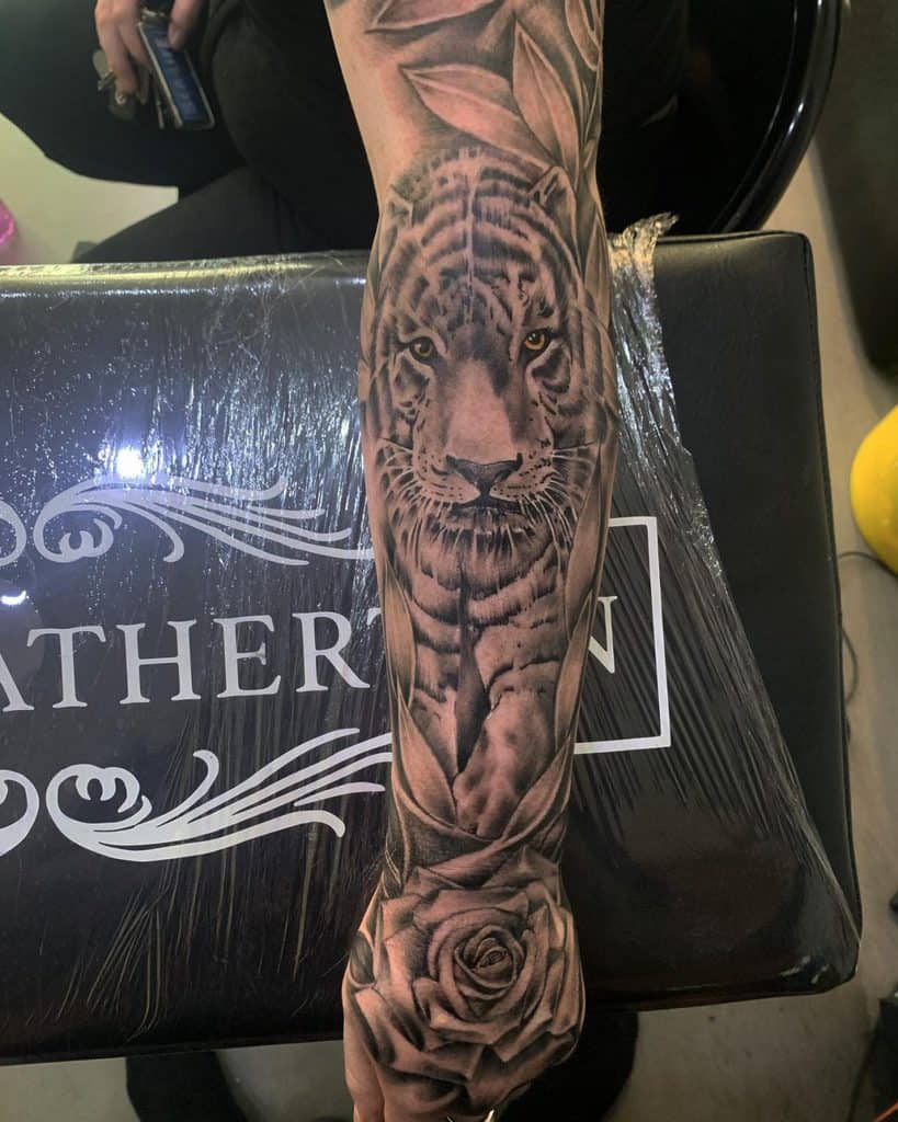 61 immense tiger rose tattoo ideas 2024 inspiration guide 