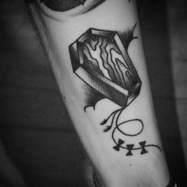 Forearm Traditional Coffin Kite Tattoo Ideas On Guys
