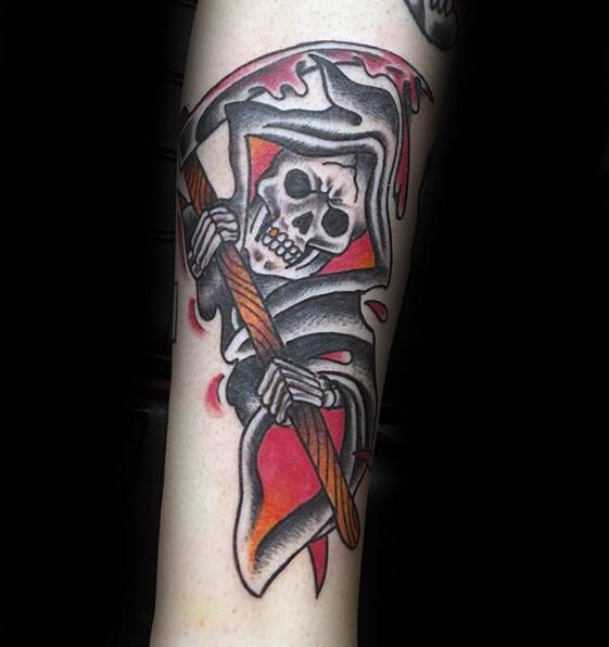 Forearm Traditional Reaper Mens Tattoo Designs