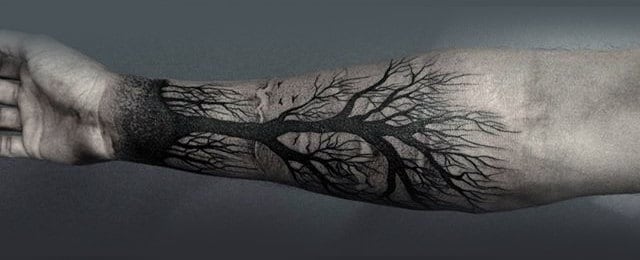 Dark night tattoo . | Dark forest tattoo, Tree sleeve tattoo, Forest tattoos