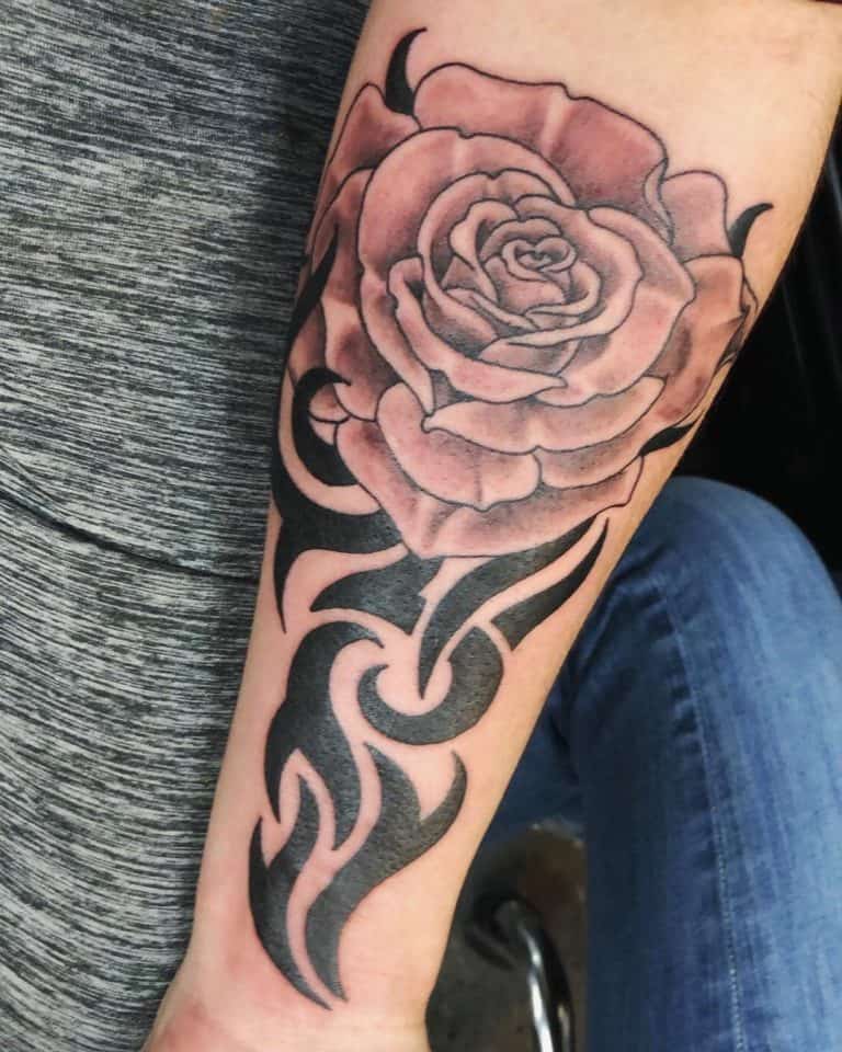 60 Classic Tribal Rose Tattoo Ideas   Forearm Tribal Rose Tattoos Weldingforbeer 768x960 