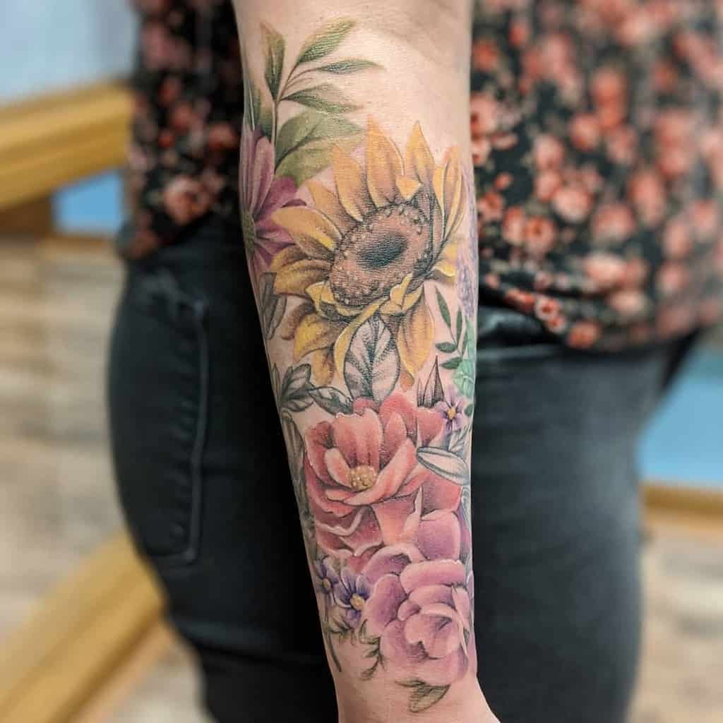 forearm wildflower tattoos tracymarietattoo