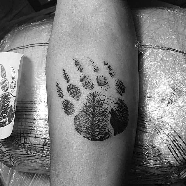 Forest Tree Bear Claw Inner Forearm Small Male Tattoos