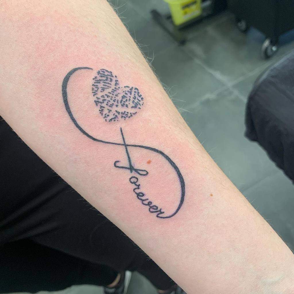 Forever Script Heart Delicate Infinity Tattoo