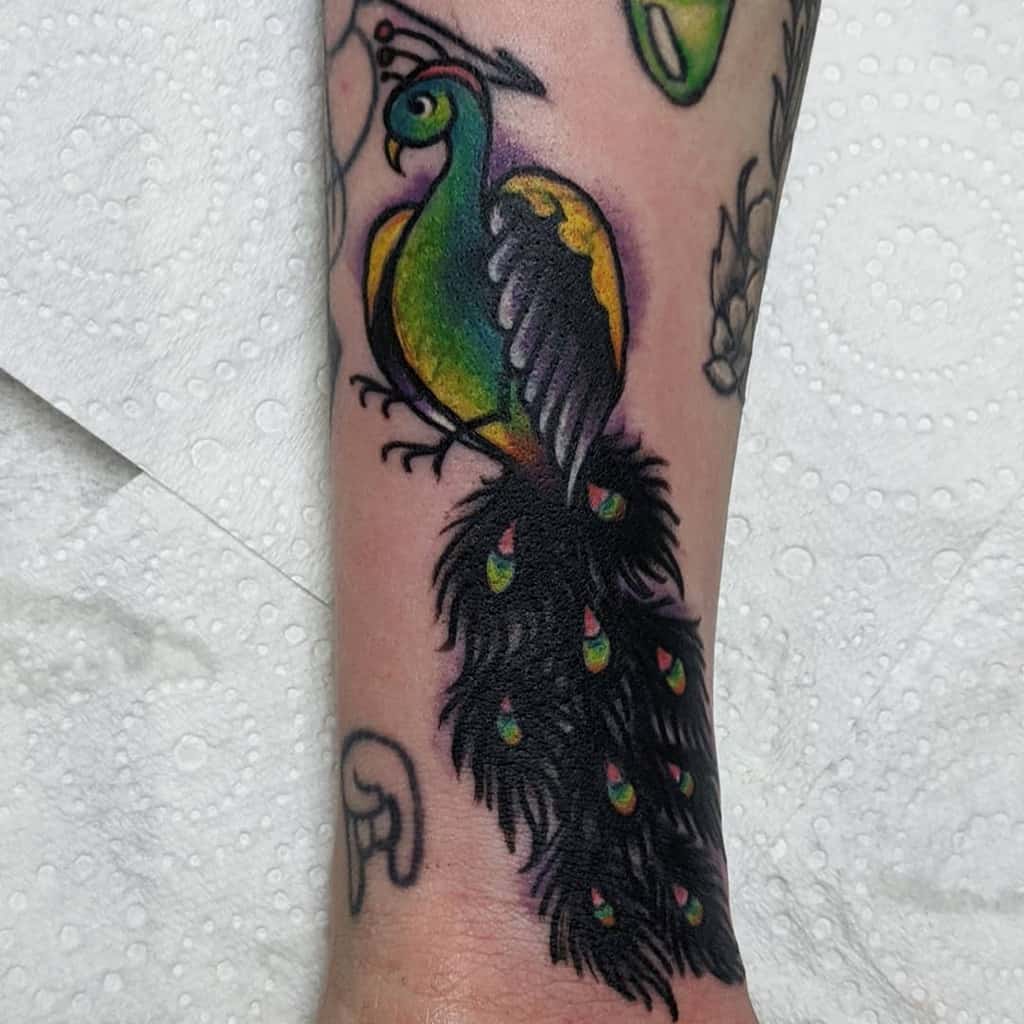 Free Hand Peacock Feather Tattoo